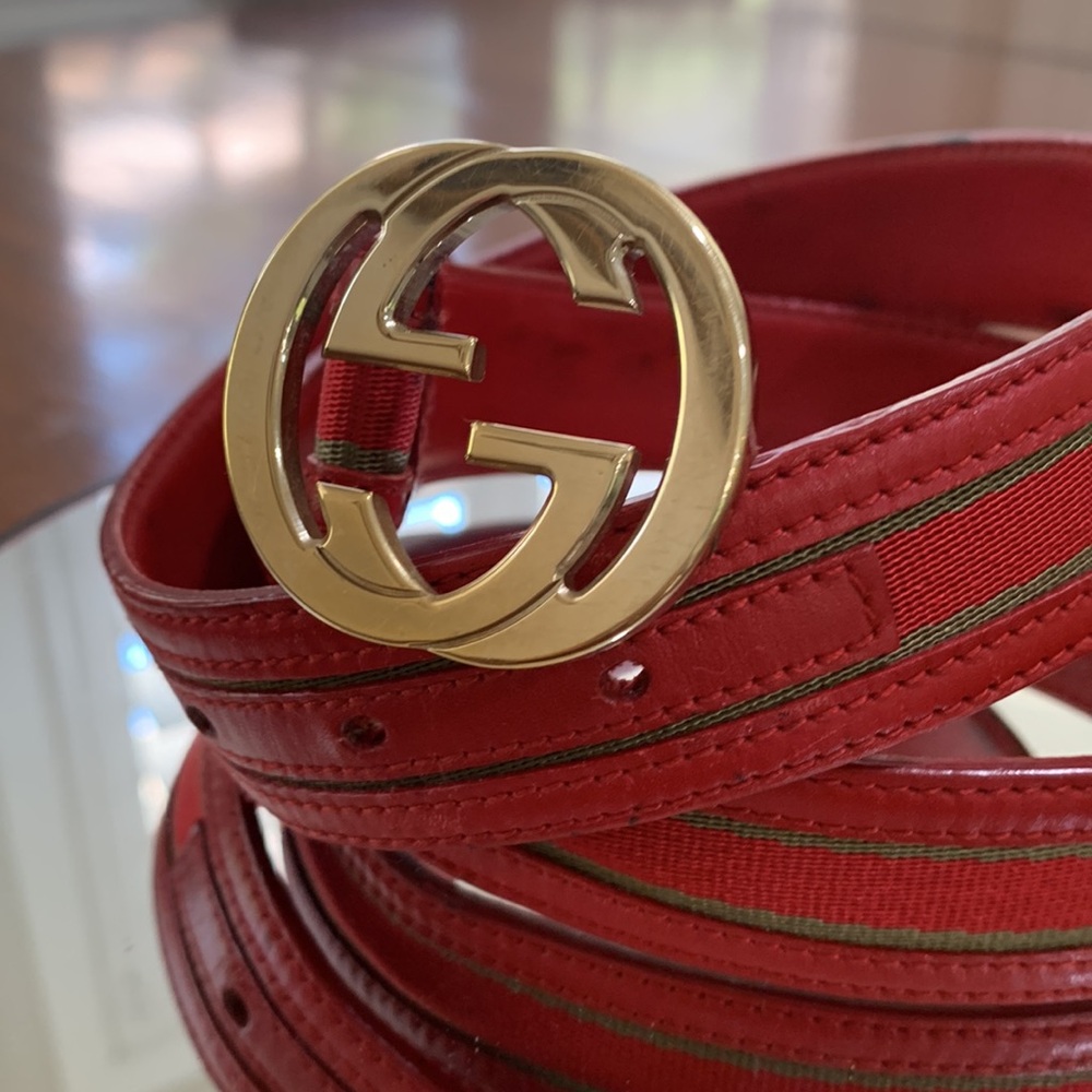 EUC Gucci Red/Gold Belt 80/31